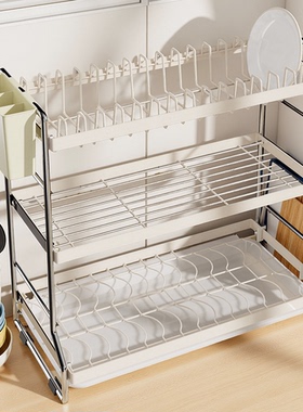 厨房碗碟沥水架家用台面多功能碗柜放碗置物架筷子盒碗盘收纳架子