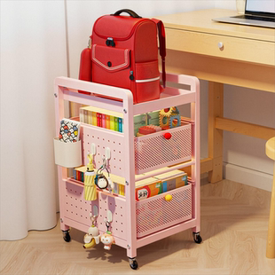 书包置物架可移动书架儿童初中生收纳筐桌下放置神器小推车收纳架