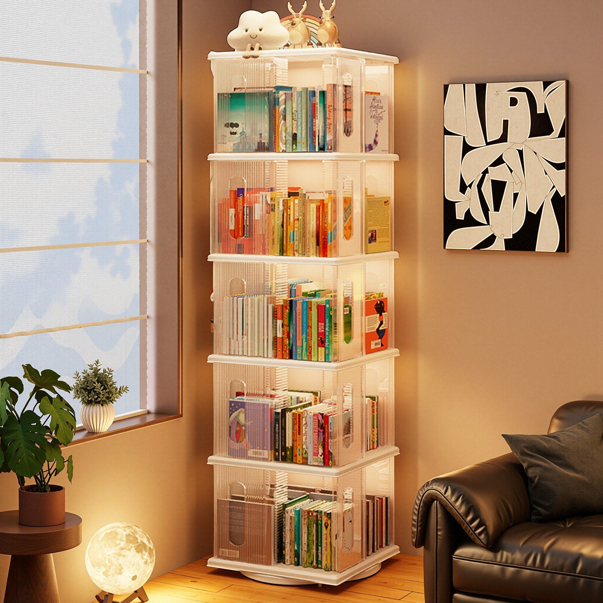 旋转书架落地置物架家用儿童绘本架可移动带轮省空间学生简易书柜,住宅家具,书架,淘宝优惠券,粉丝福利购,淘宝优惠卷