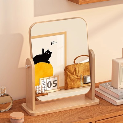 镜子化妆镜家用小型立式可旋转折叠桌面台式学生宿舍公主梳妆镜