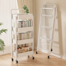 可折叠小推车置物架家用零食落地多层客厅储物收纳书架子移动厨房