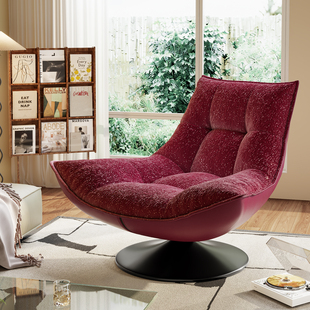 单人沙发椅简约高级客厅懒人沙发轻奢真皮可旋转休闲椅酒店会客椅
