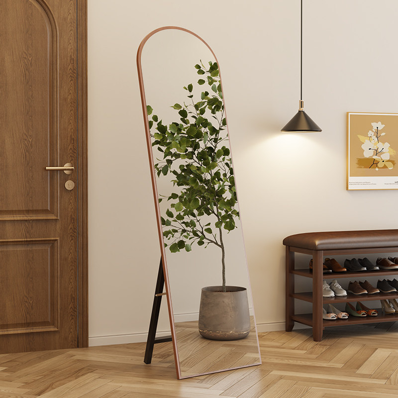 全身镜实木镜子家用落地镜简约高清穿衣镜卧室原木风挂墙试衣镜子