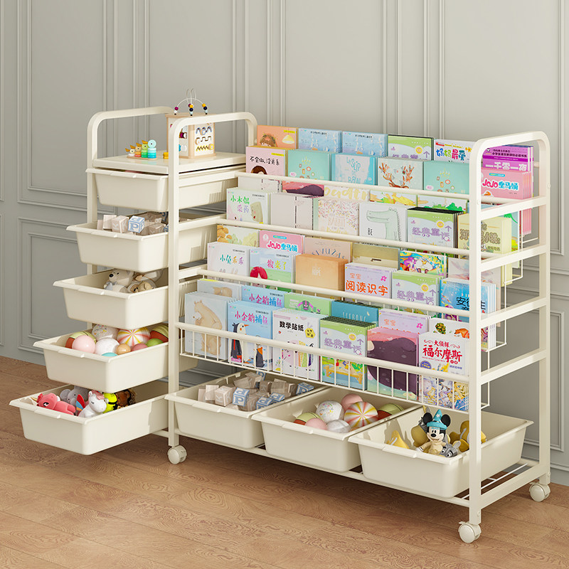 儿童书架家用多层简易组合收纳架宝宝绘本架玩具书本阅读区储物架