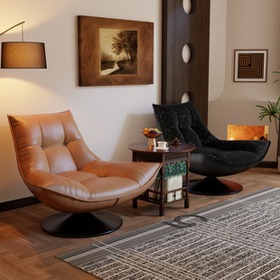 真皮沙发客厅小户型意式单人沙发椅酒店大厅贵宾会所休息懒人沙发