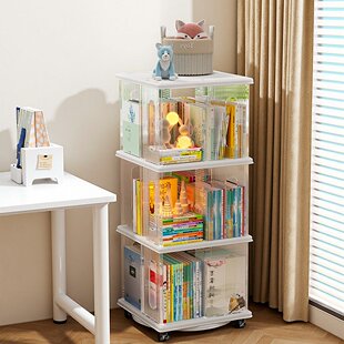 旋转书架置物架落地多层亚克力简易儿童图书绘本架角落展示柜书柜