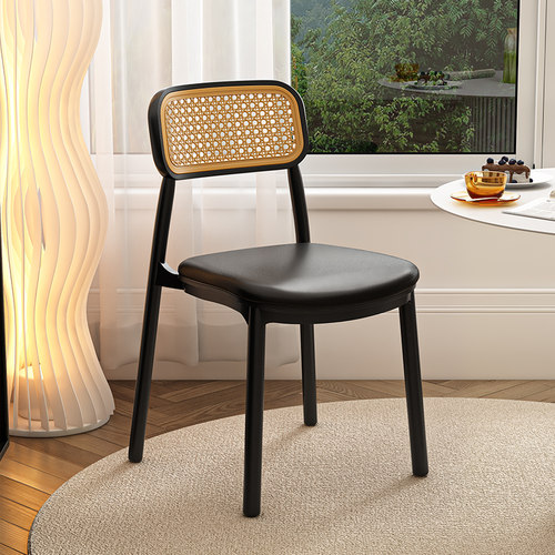 塑料餐桌椅子仿藤编餐椅靠背椅