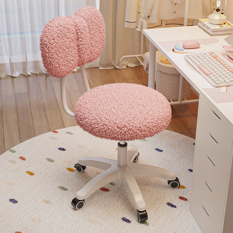 化妆椅子卧室梳妆台凳子靠背书桌椅新款万向轮美甲凳子带轮可旋转