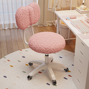 化妆椅子卧室梳妆台凳子靠背书桌椅新款万向轮美甲凳子带轮可旋转