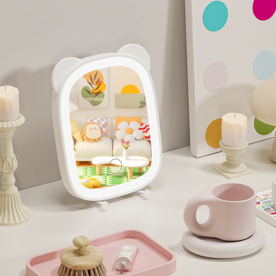 小熊led化妆镜带灯梳妆台智能