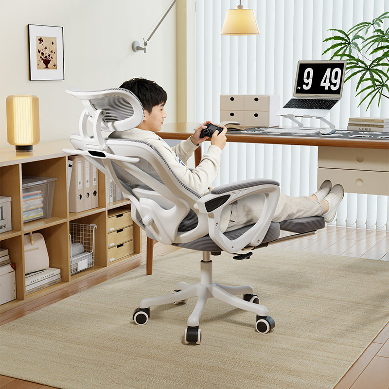 家用人体工学可躺电脑椅舒适久坐职员书桌靠背椅办公午睡两用椅子