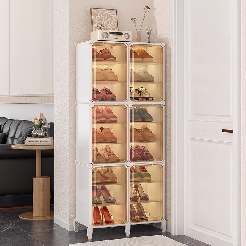 新款鞋柜鞋子收纳柜家用亚克力门口鞋盒一体式防尘鞋架子收纳神器
