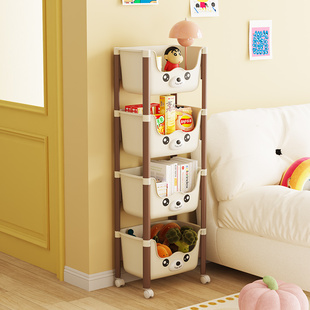 儿童书架可移动玩具置物架多层收纳架家用小推车带轮落地简易书柜