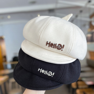 儿童鸭舌贝雷帽春秋女童洋气百搭男童冬季英伦风宝宝八角画家帽潮