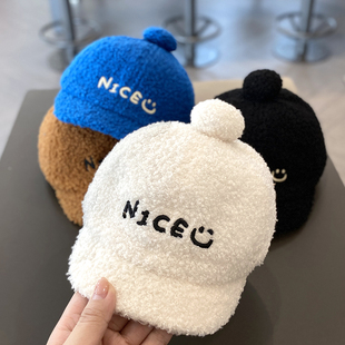 宝宝帽子秋冬韩版字母简约男童女童鸭舌帽百搭短檐儿童棒球帽冬潮