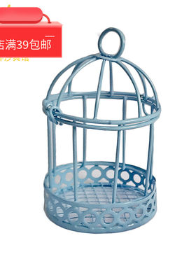 心理沙盘沙具囚禁鸟笼道具可爱欧式铁艺装饰笼子婚庆节日橱窗摆件