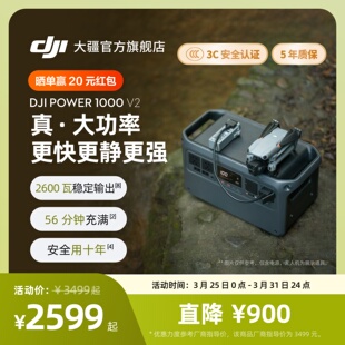 V2车载2600W大功率露营户外应急储能磷酸铁锂电池便携电源 1000 大疆户外移动电源220v大容量1度电DJI Power