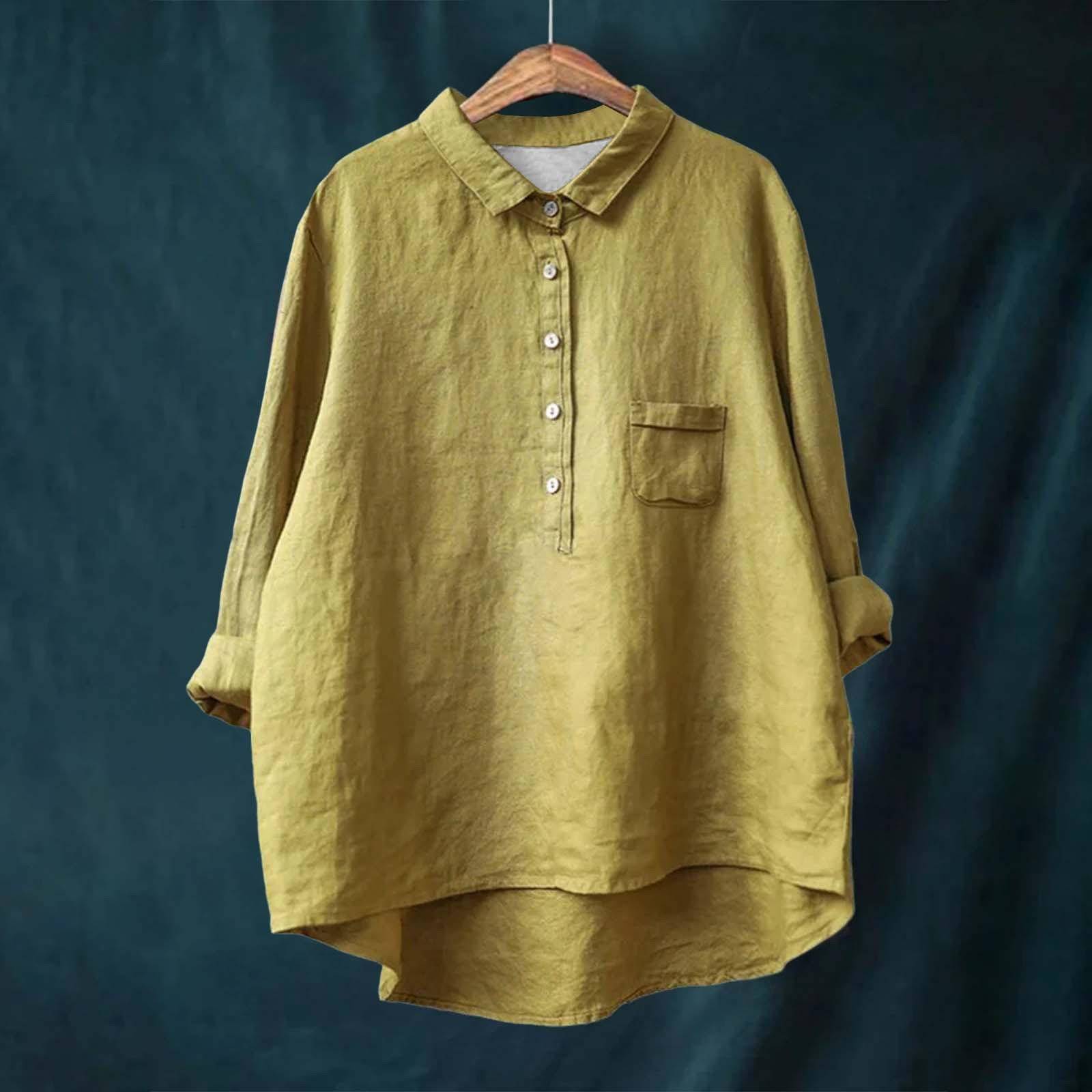 外贸女装2025春季新款印花长袖跨境女士长袖衬衫棉麻大码上衣