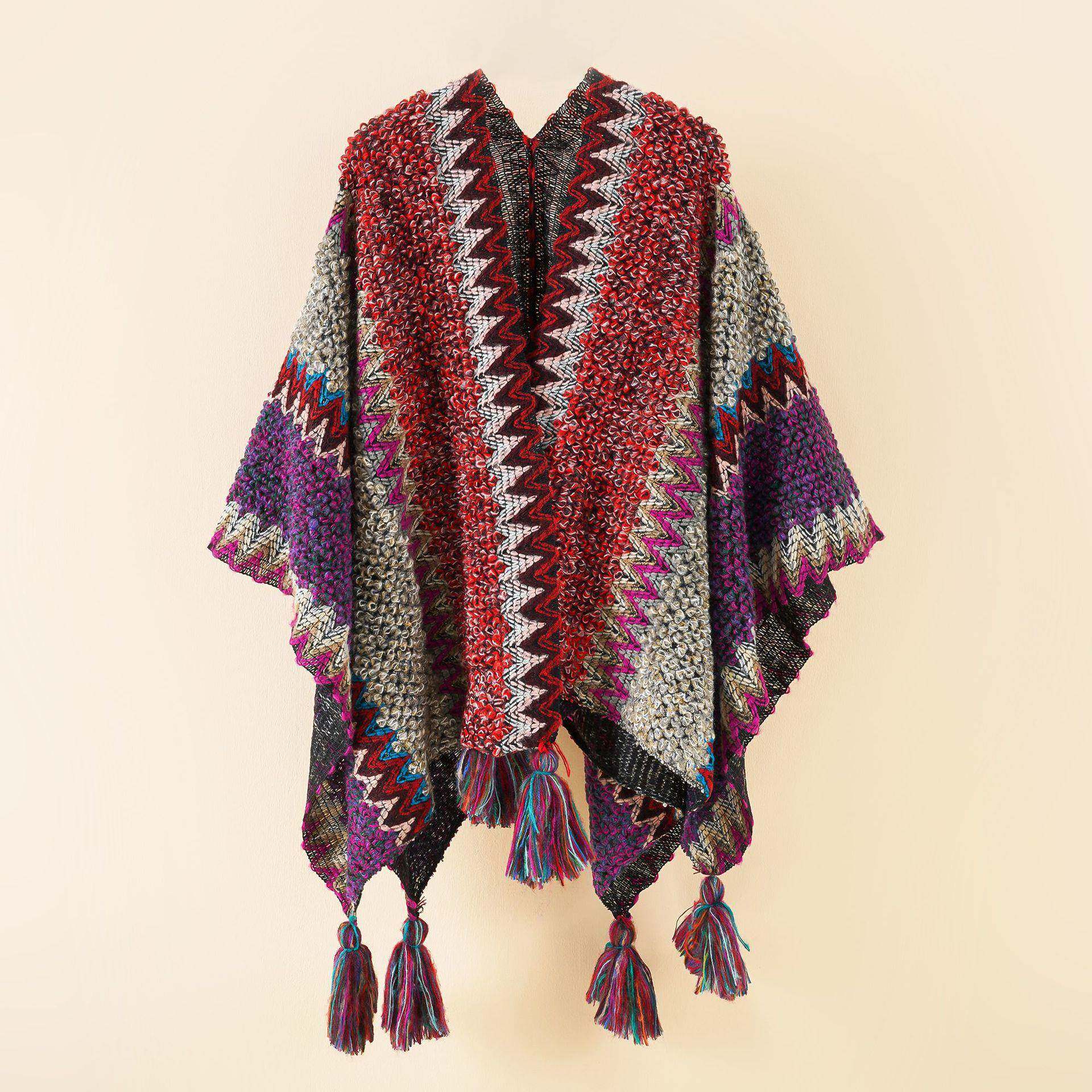 weaving fashion national women color matching tassel mixed