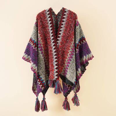 weaving fashion national women color matching tassel mixed