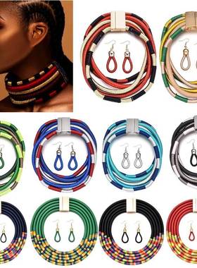 Women Multilayer Necklace Woven Magnetic Clasp Necklace项圈