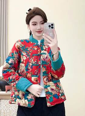 村姑东北大花加厚冬季棉服民族风