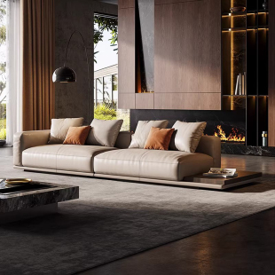 地平线意式 极简真皮沙发轻奢客厅大小户型现代简约大平层直排沙发