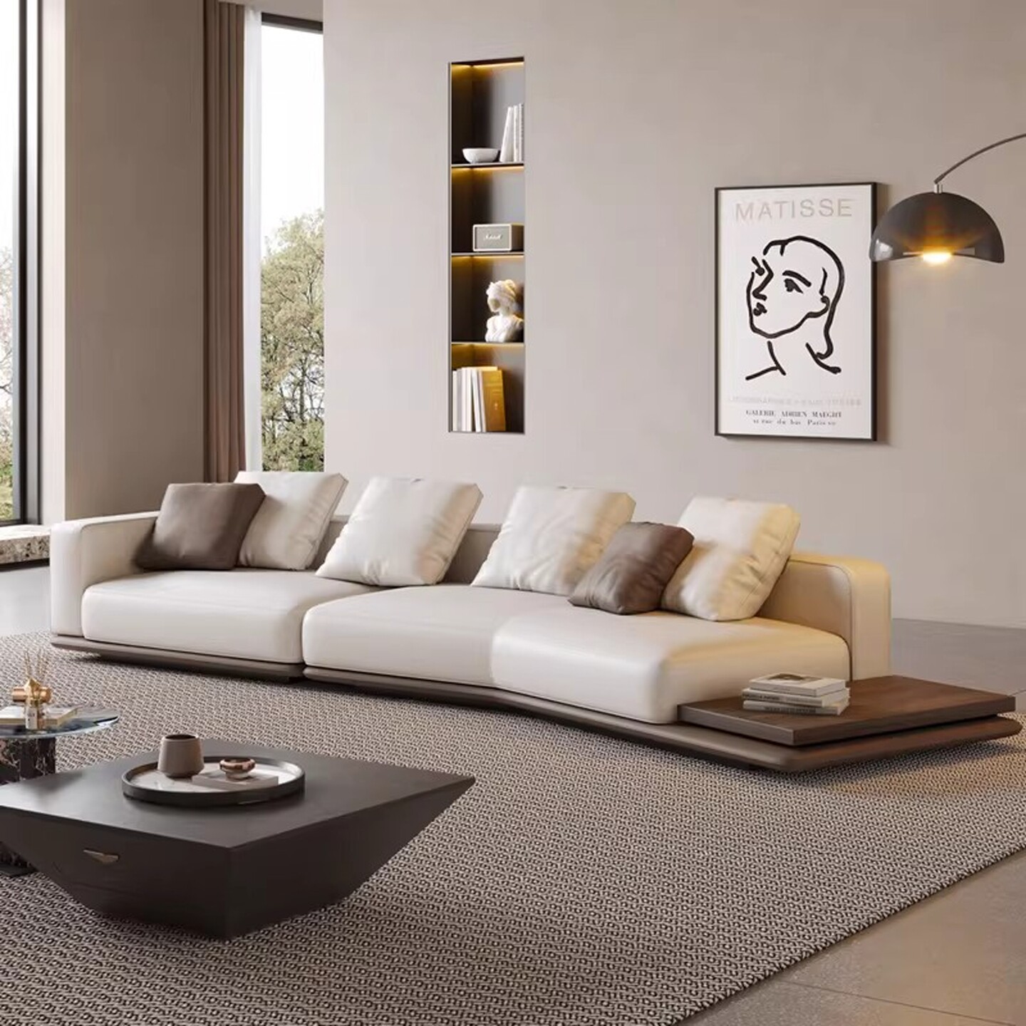 地平线意式极简真皮沙发轻奢弧形客厅现代简约大平层异形转角沙发