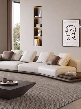 地平线意式极简真皮沙发轻奢弧形客厅现代简约大平层异形转角沙发