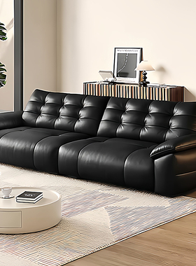 云朵沙发意式极简大小户型现代简约头层牛皮直排轻奢客厅真皮沙发