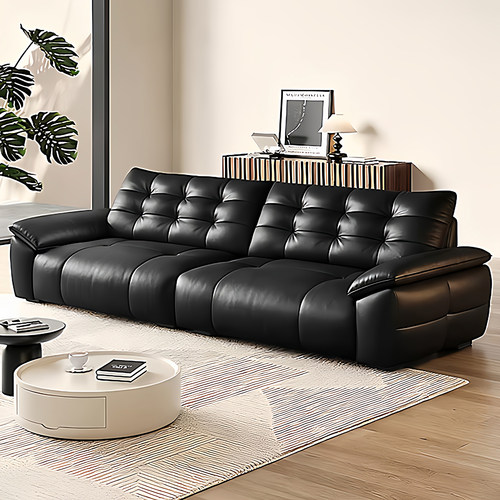 云朵沙发意式极简大小户型现代简约头层牛皮直排轻奢客厅真皮沙发