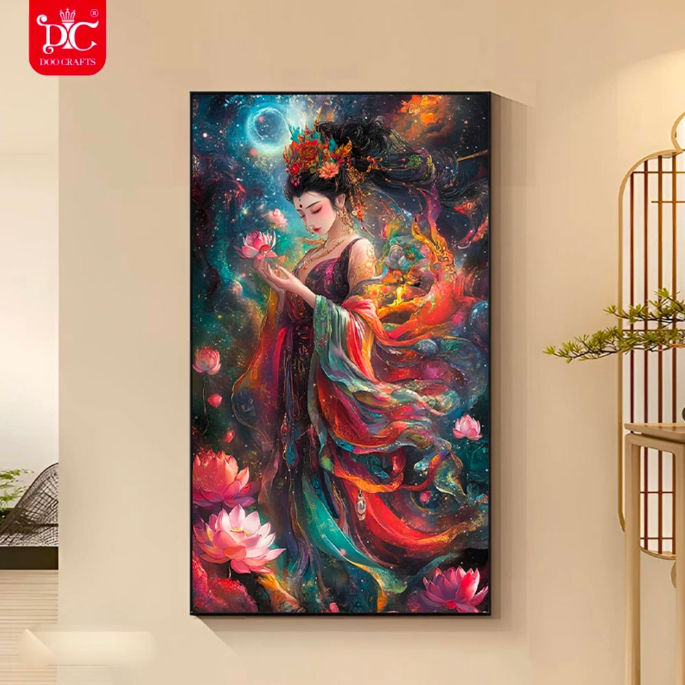 蒂彩DC2025年新款钻石画满钻简约现代手工莲花仙子钻石绣中国风