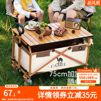 camel露营车便携桌板可折叠营地车蛋卷桌户外餐桌碳钢户野炊装备