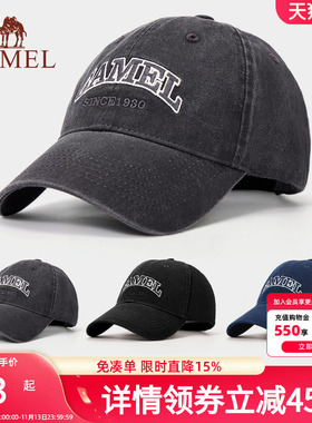 骆驼棒球帽运动帽2025年新款显脸小纯色字母牛仔布网球帽鸭舌帽子