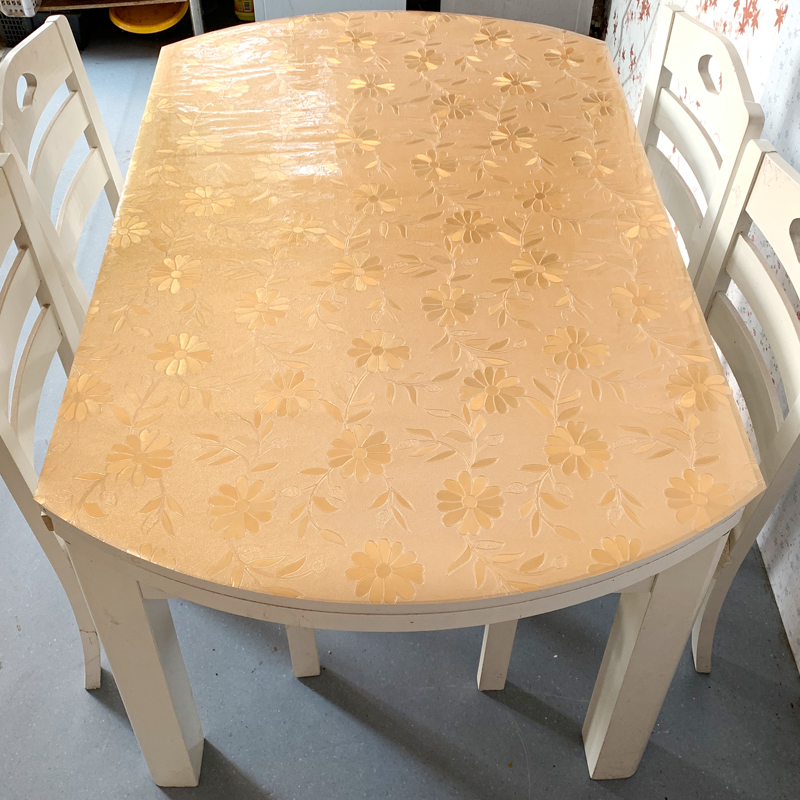 伸缩折叠椭圆形餐桌垫pvc软塑料玻璃防水防油防烫抗菌免洗茶几垫