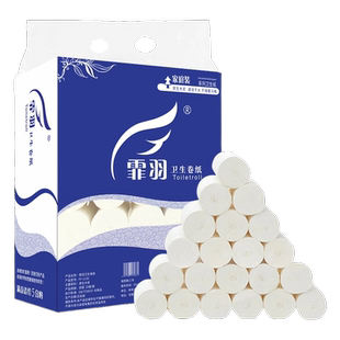 霏羽卫生纸手厕纸家用卷纸4层2000克妇婴无芯卷筒纸巾蓝色装25卷