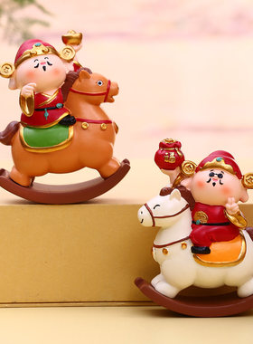 马年招财公仔摆件财神马上有钱办公室桌面装饰创意小礼品送同事