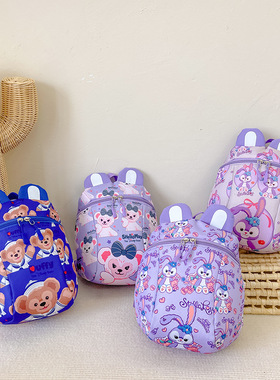 防走失儿童书包幼儿园双肩包男童女童小书包宝宝背包卡通萌紫色包