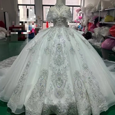 2024新款婚纱一字肩婚纱主纱高级质感新娘法式小个子大码礼服影楼