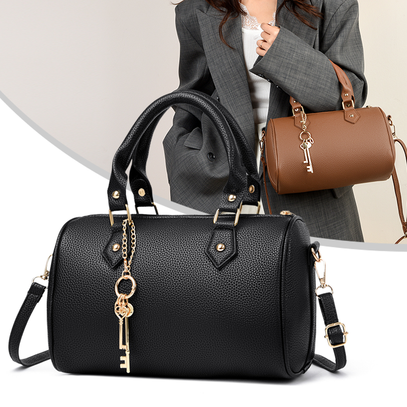 圆筒包夏季波士顿手提包