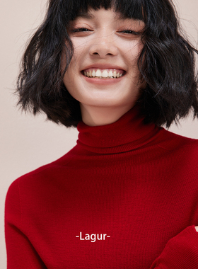 本命新年红！无缝一体扬子纱纯羊毛针织衫内搭打底女修身高领毛衣