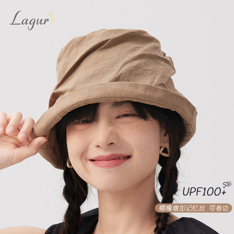 自然亚麻~草木咖褶皱水桶帽女夏季透气舒适防晒帽日系休闲渔夫帽,服饰配件/皮带/帽子/围巾,防晒帽,淘宝优惠券,粉丝福利购,淘宝优惠卷