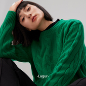 「英国典范」加厚重磅100%纯羊毛宽松毛衣女冬慵懒保暖麻花针织衫