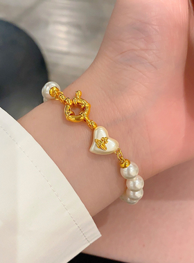 XMR欧美朋克小香风爱心珍珠手饰