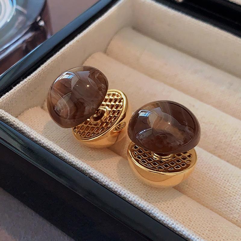 XMR法式小众设计双面圆球耳钉女