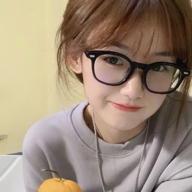 韩版素颜眼镜框透明铆钉方形防蓝光平光镜女ins网红圆脸可配近视