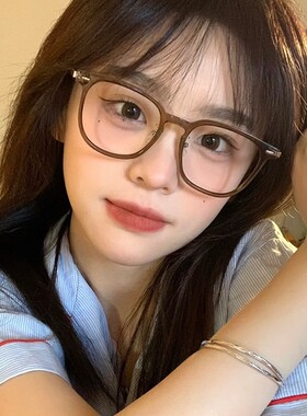 小红书橄榄绿色眼睛框镜架女可配度数圆脸TR90近视眼镜女ins网红