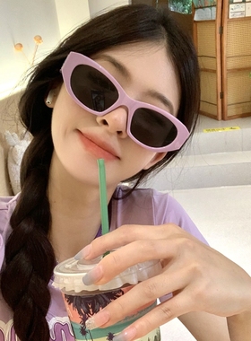 紫色墨镜女高级感甜酷Y2K眼镜防紫外线新款猫眼多巴胺彩色太阳镜