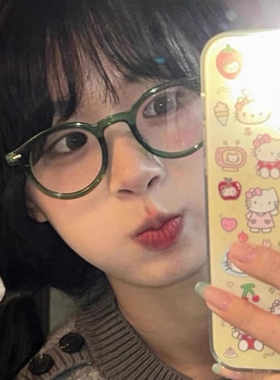复古韩系绿色眼镜女Y2K近视配度数圆框眼睛镜框甜妹学生小框素颜