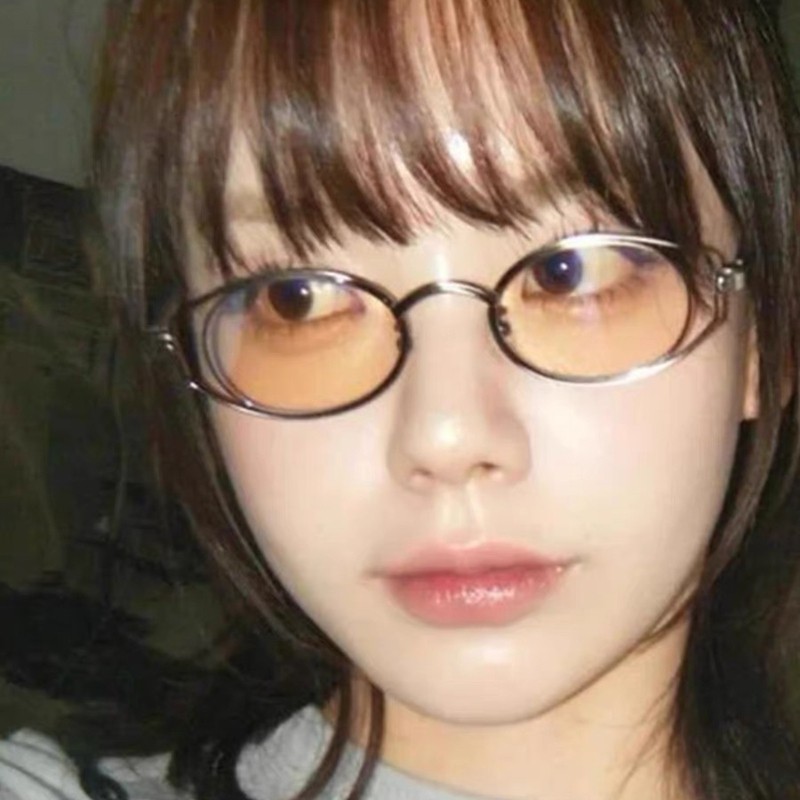韩版复古双圈金属椭圆防蓝光眼镜女近视可配高度数异形小脸镜架男